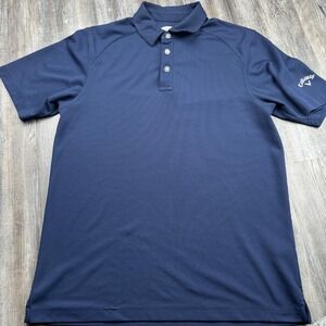 Callaway Men's Medium Short Sleeve Golf Polo Blue 100% Polyester